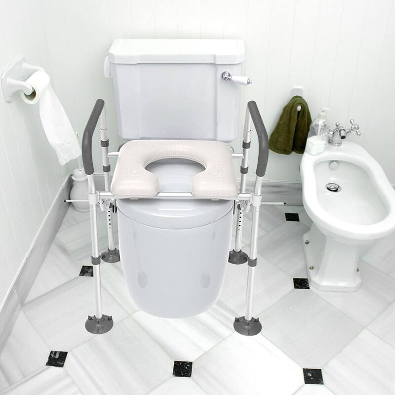 Raised Toilet Seat for Elderly, Height Adjustable Toilet Safety Chair for Handicapped, Supports Up to 300lbs
