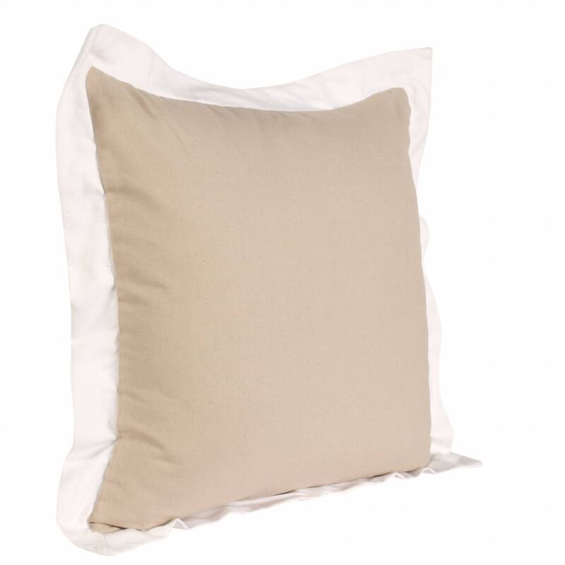HomeRoots 20" X 20" Beige And White 100% Cotton Geometric Zippered Pillow