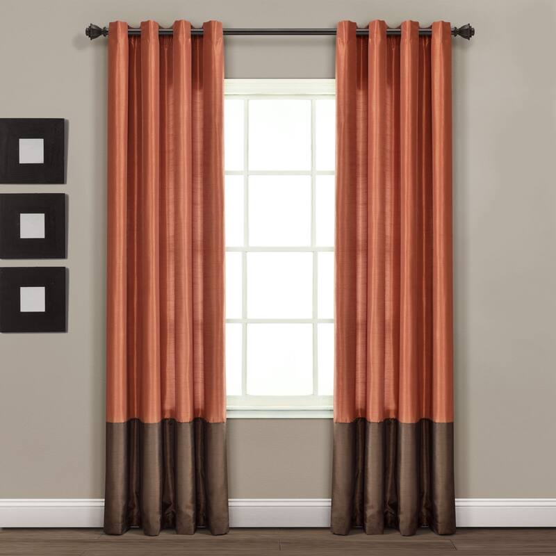 Lush Decor Prima Window Curtain Panel Pair - 108 Inches - Brown/Rust