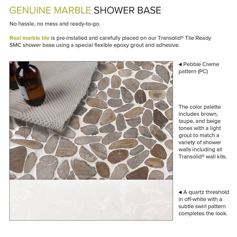Transolid FPT6036C Pre-Tiled 60" x 36-1/4" Rectangular Shower Base