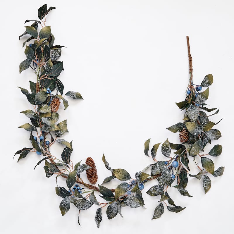 60" Artificial Icy Blueberry and Leaves Garland - Blue - 60