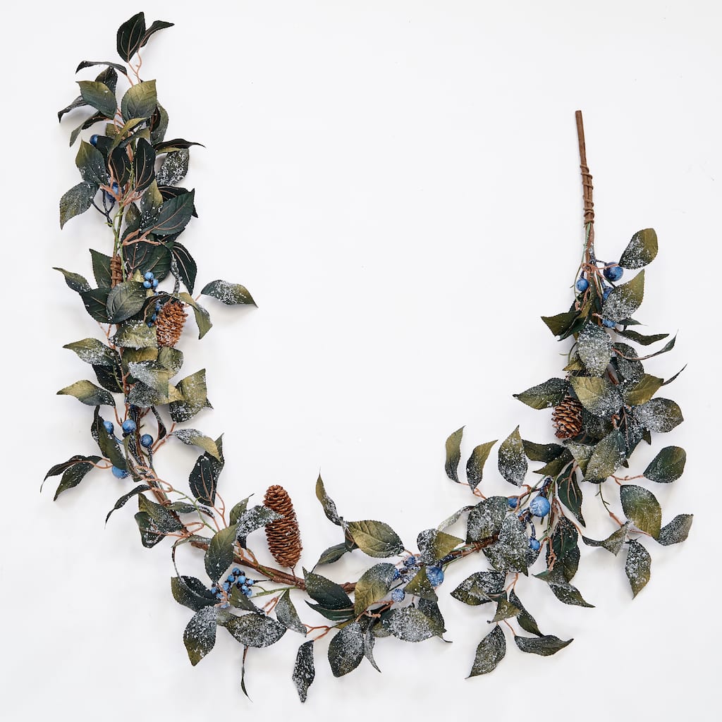 60" Artificial Icy Blueberry and Leaves Garland - Blue - 60