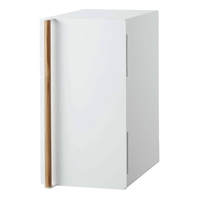 Yamazaki Home Bread Box - Two Styles, Steel and Wood, Vertical, Holds 4.4 lbs - L 14.2 x W 8.7 x H 16.1 inches