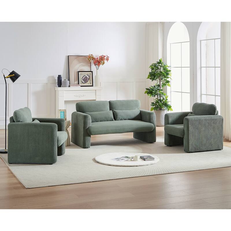 Corduroy Fabric Free Combination Sofa Set w/Support Pillow
