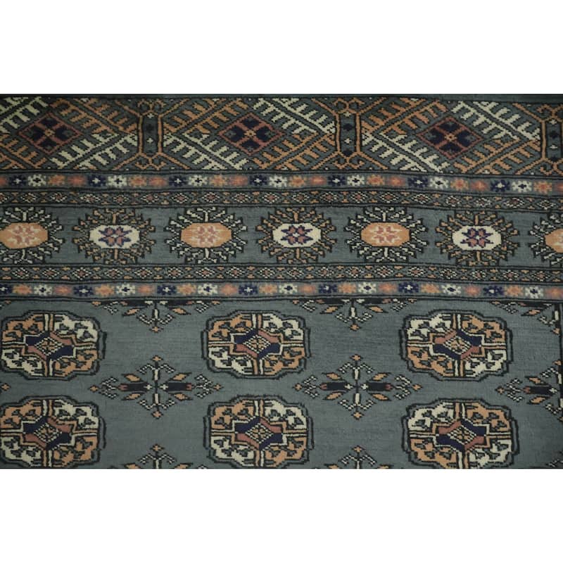 Hand Knotted Oriental 100% Wool Carpet Traditional Tribal Navy Blue & Blues Bokhara Area Rug - 5' 11'' X 4' 2''