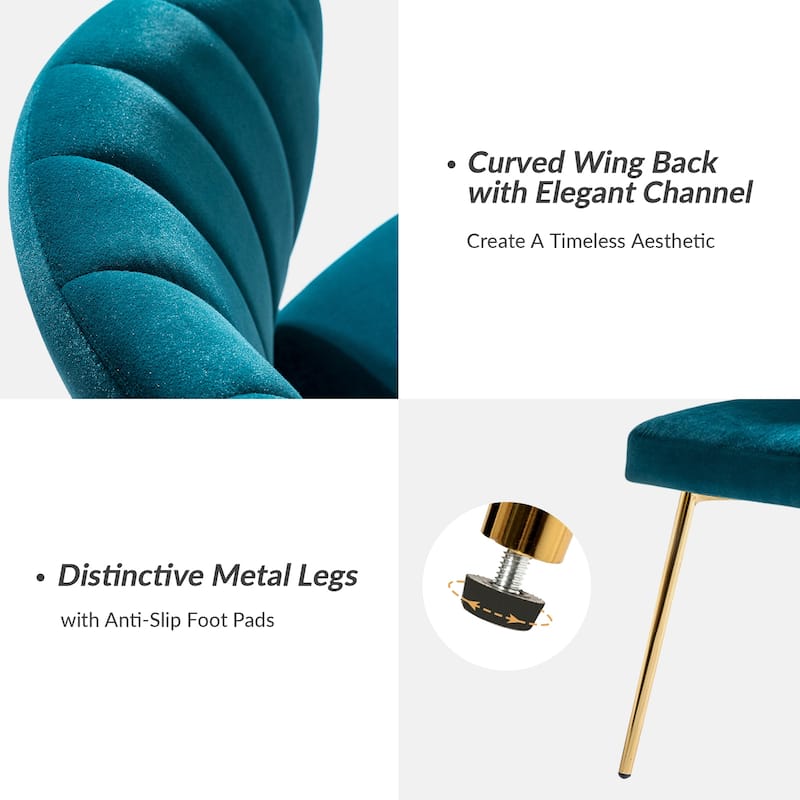 Aruna Accent Chair with Metal Legs 20''W X 19.5 ''D X 29''H by HULALA HOME