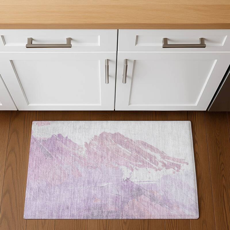 Premium Washable Super Soft Modern Brushstrokes Mayfield Rug - 1'8" x 2'6" - Lavender