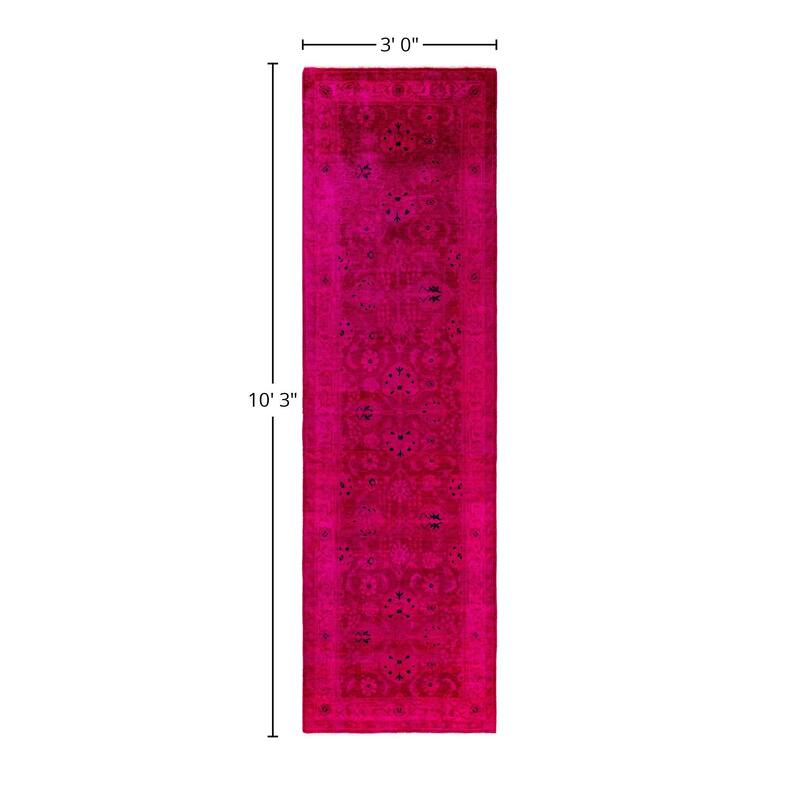 Overdyed One-of-a-Kind Hand-Knotted Area Rug - Pink - 3' 0" x 10' 3"