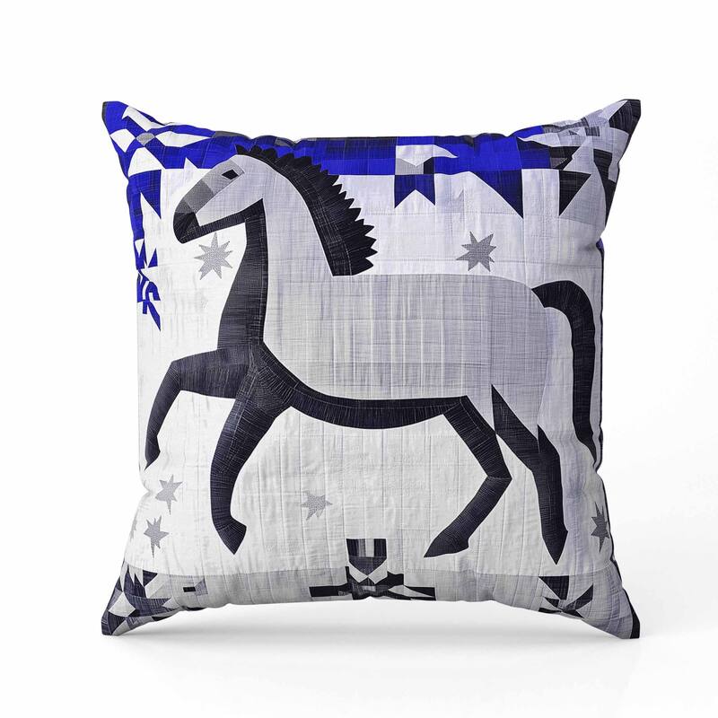 Starry Night Rider Indoor/Outdoor Reversible Throw Pillow Blue and Gray