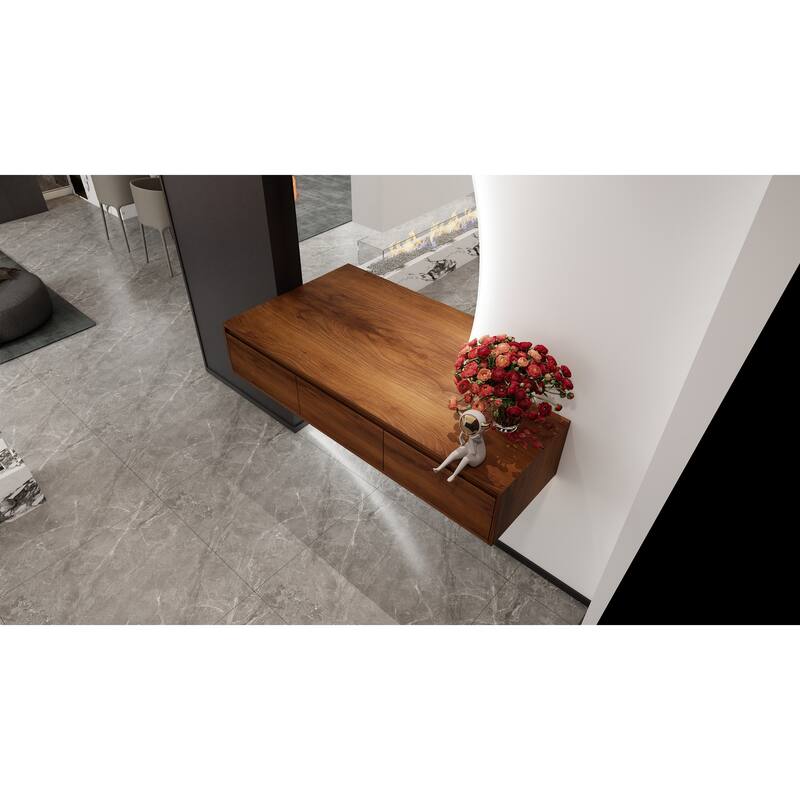 Modern 60 Inch Wall-Mounted Bathroom Vanity Base with 3 Soft-Close Drawers, Storage Cabinet without Sink