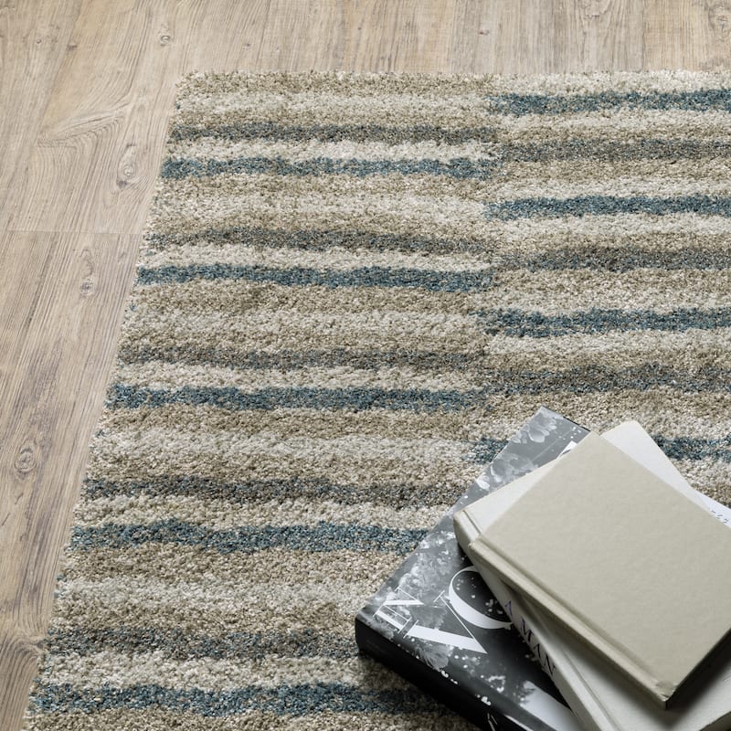 Style Haven Archer Multi Striped Teal/ Grey Indoor Area Rug.