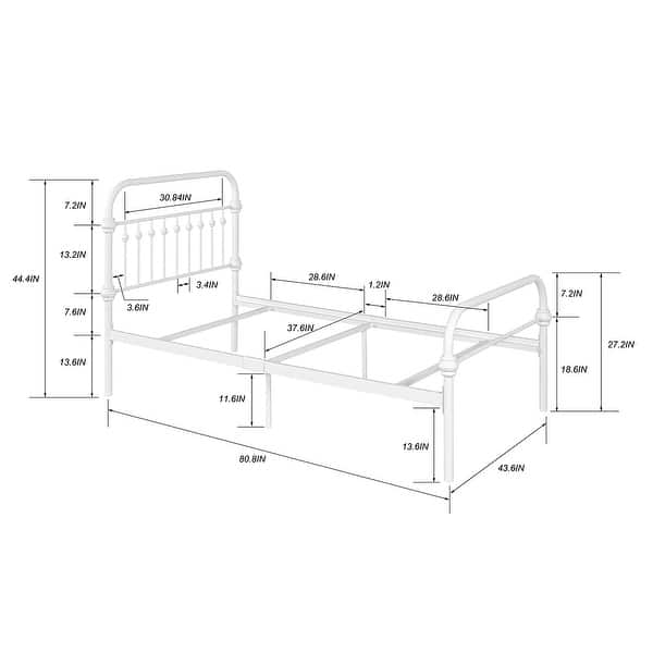Bed Frame Twin Size Metal Platform Bed , Box Spring Replacement with Headboard, Sturdy