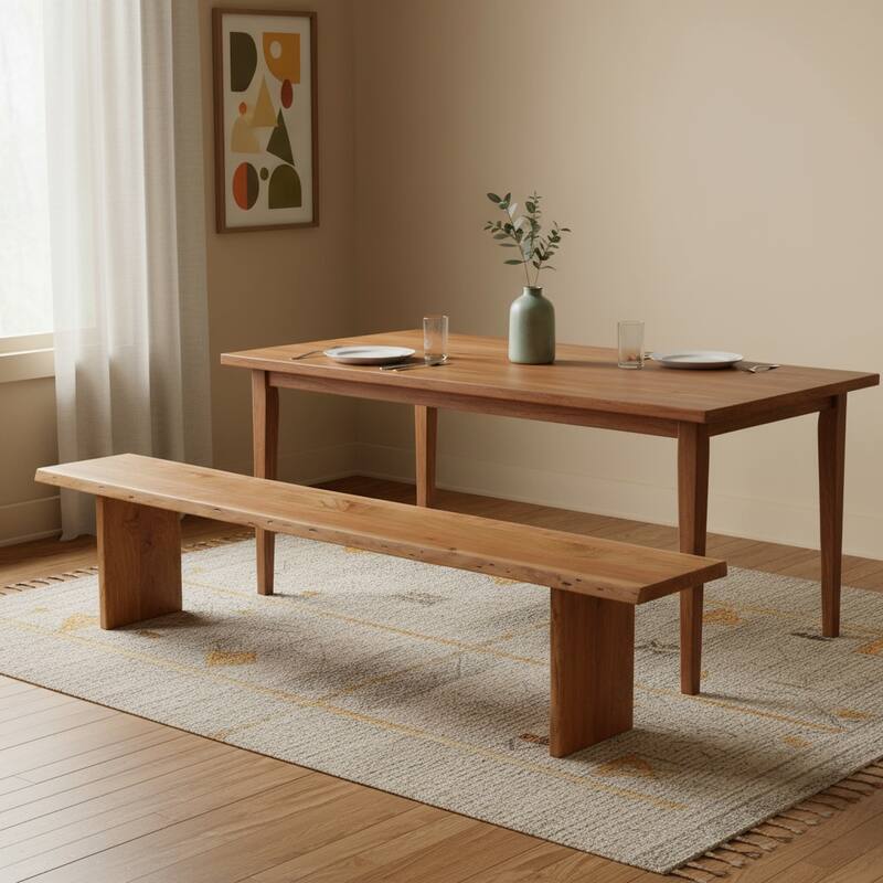 HomeRoots 105" Natural Solid Wood Live Edge Dining Bench - 105.00 in. x 18.00 in. x 15.00 in. - 105.00 in. x 18.00 in.  x 15.00 in. - Natural