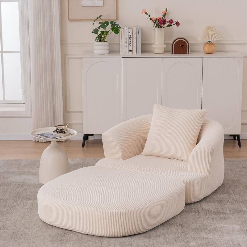 Single Club Arm Chairs Corduroy Recliner Foldable Chaise Lounges Floor Accent Chairs with Pillow for Living Room Lounge Chairs