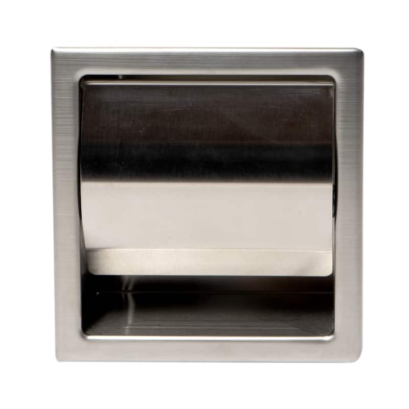 ABTP77-BSS Brushed Stainless Steel Recessed Toilet Paper Holder with Cover - Grey