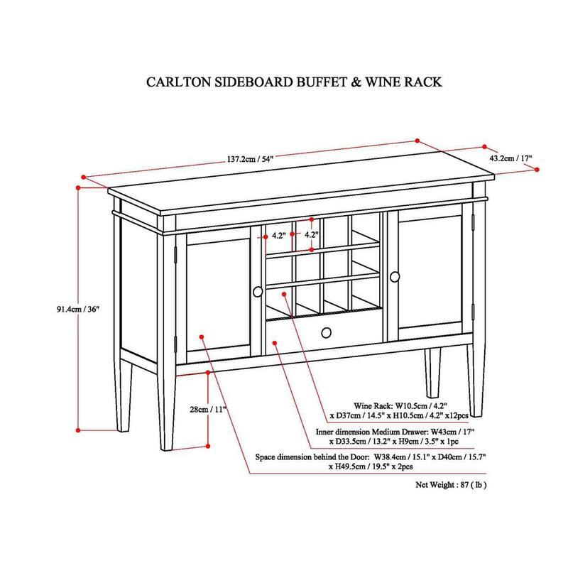 WYNDENHALL Sterling SOLID WOOD 54 inch Wide Transitional Sideboard Buffet Credenza and Wine Rack in Dark Tobacco Brown