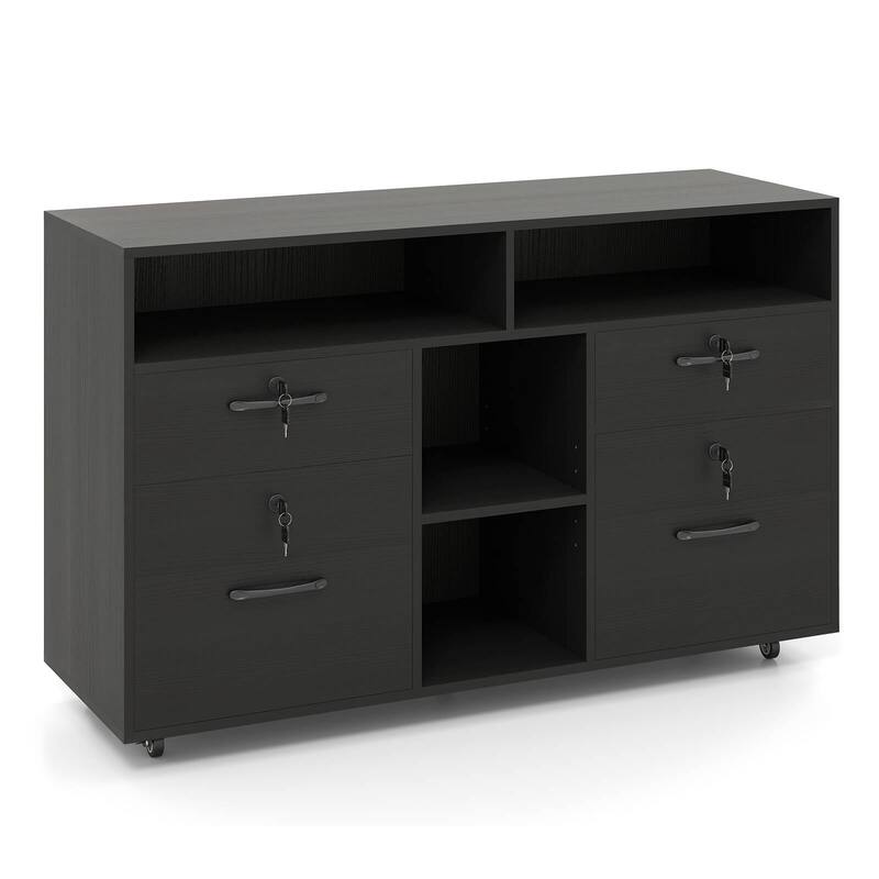 Costway File Cabinet with Lock 4 Drawers Fits Files A4/Letter Size - See Details - Black
