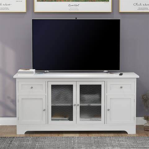 Merax 4 Doors TV Stand with Adjustable Panels Open Style Cabinet, for TV up to 65in