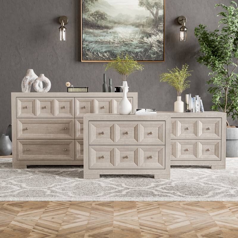 Furniture of America Durem Modern Solid Wood 3-Piece Bedroom Storage Set - Tawny