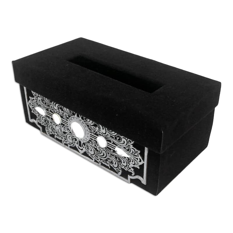Novica Handmade Paradise Reflection Velvet Tissue Box Cover