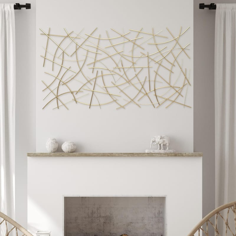 Curved Metal Abstract Wall Decoration - 44.25" - Gold