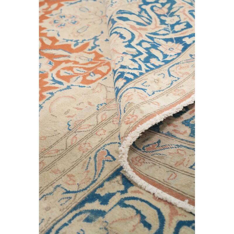 Hand Knotted Oriental 100% Wool Carpet Traditional Floral Oranges & Rust Kerman Area Rug - 13' 3'' X 10' 1''
