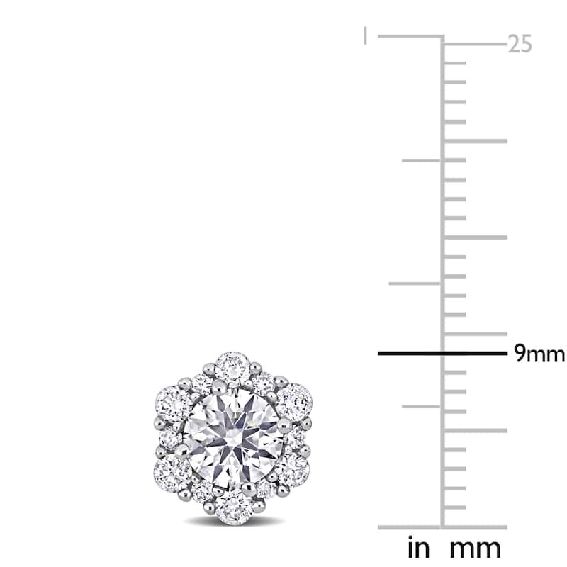 Miadora 1 2/5ct TDW Diamond Halo Stud Earrings in 14k White Gold