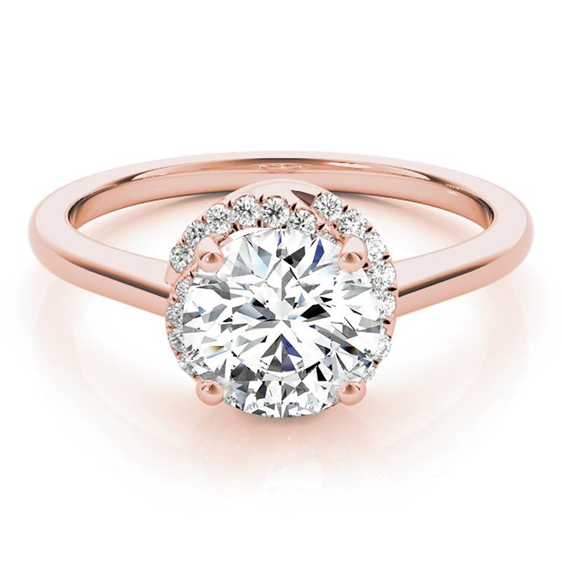 Auriya 14k Rose Gold Lab Grown Round Diamond Halo Engagement Ring 0.50 to 5.00 ct. tw. (F-G VS)