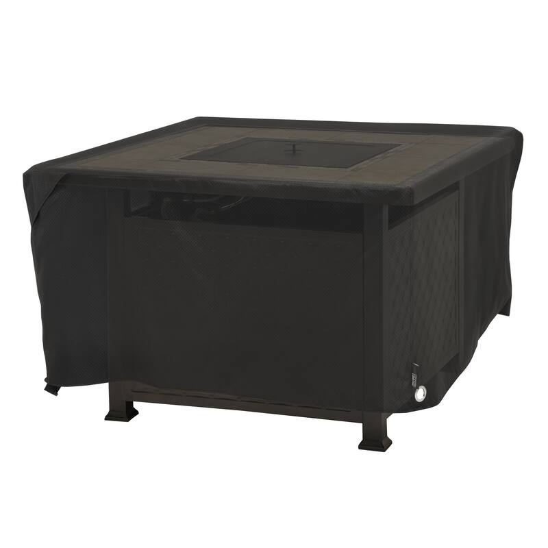 Modern Leisure® Garrison Black Diamond Square Fire Pit Table Cover, Waterproof, 42"L x 42"W x 22"H, Black
