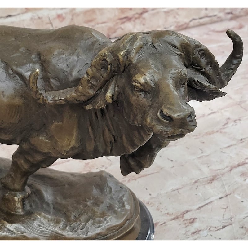 Running Water Buffalo Bull Bronze Sculpture Statue African Asian Wildlife Original Art