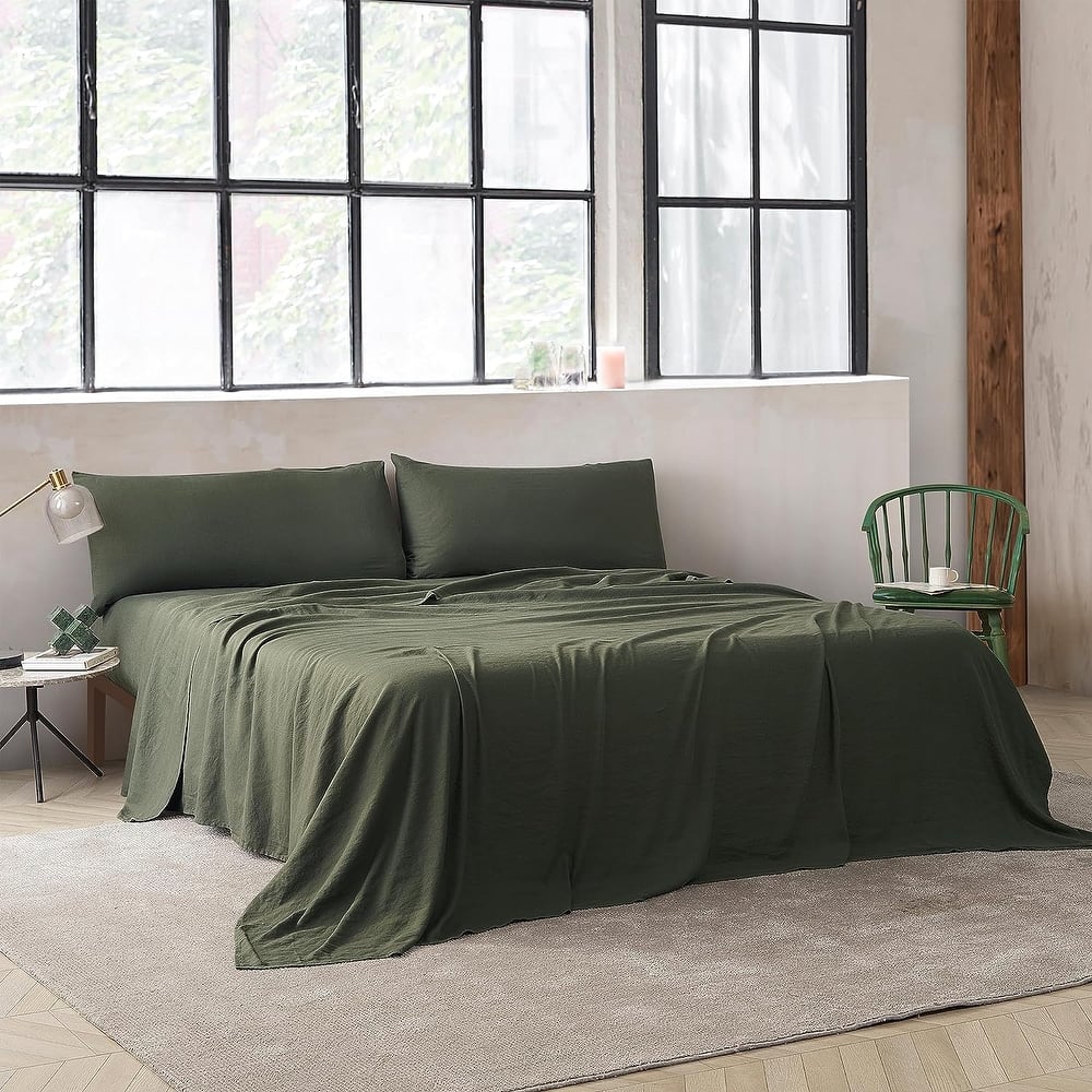 Dark Sky Reserve® - Bamboo Linen Sheet Set - Portugal Made - Hero Green