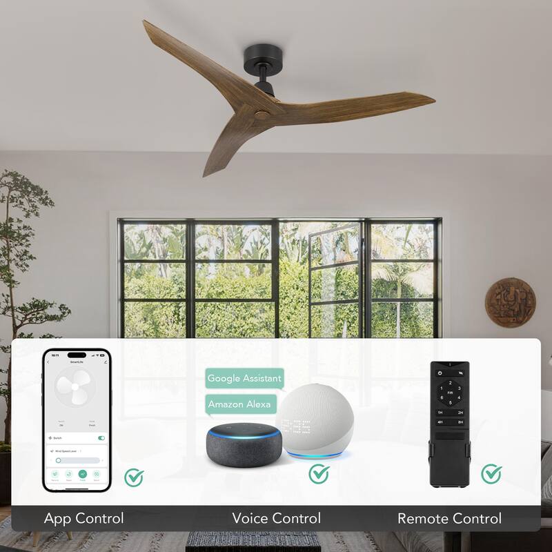 Modern 50" Smart Ceiling Fan with Remote Control 3 Blades and 6 Speeds