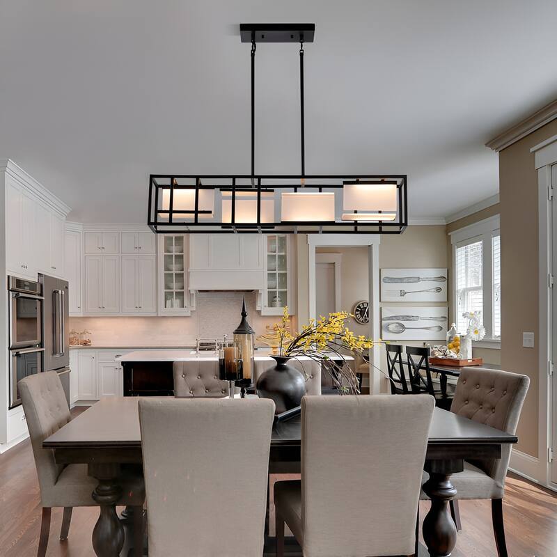 LED 40 Inch Kitchen Island Pendant Light, Black Ceiling Scifi Linear Light