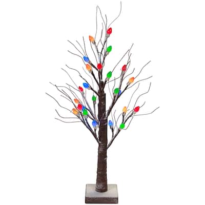 24" LED Lighted Frosted Tabletop Christmas Tree - Multi-Color lights