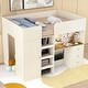 preview thumbnail 3 of 10, Wood Full Size Loft Bed with Built-in Wardrobe, Desk, Storage Shelves and Drawers