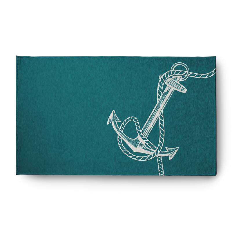 Anchored Nautical Chenille Rug - Ocean Teal - 3' x 5'