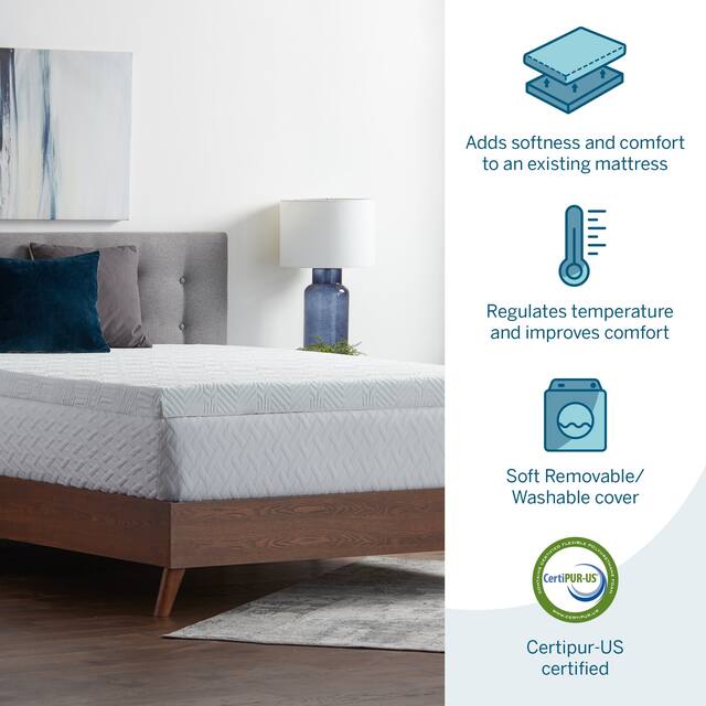 Lucid Comfort Collection 4 Inch Gel and Aloe Memory Foam Topper