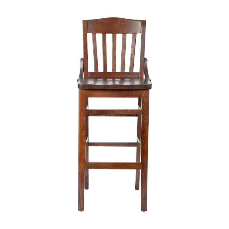 School House Back Wood Restaurant Dining Barstool - 18.5"W x 18.75"D x 44"H