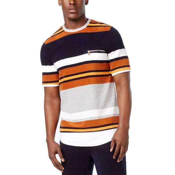 Shop Sean John Orange Mens Size 3xl Terry Cloth Striped Tee Shirt