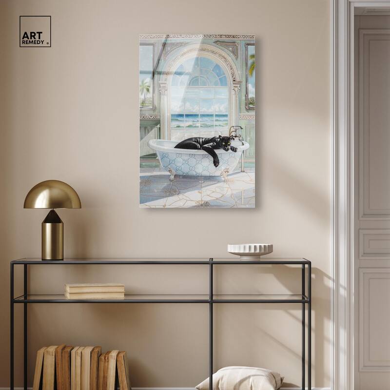 Panther Arch Bathroom Glam Acrylic by Art Remedy, Ready to Hang