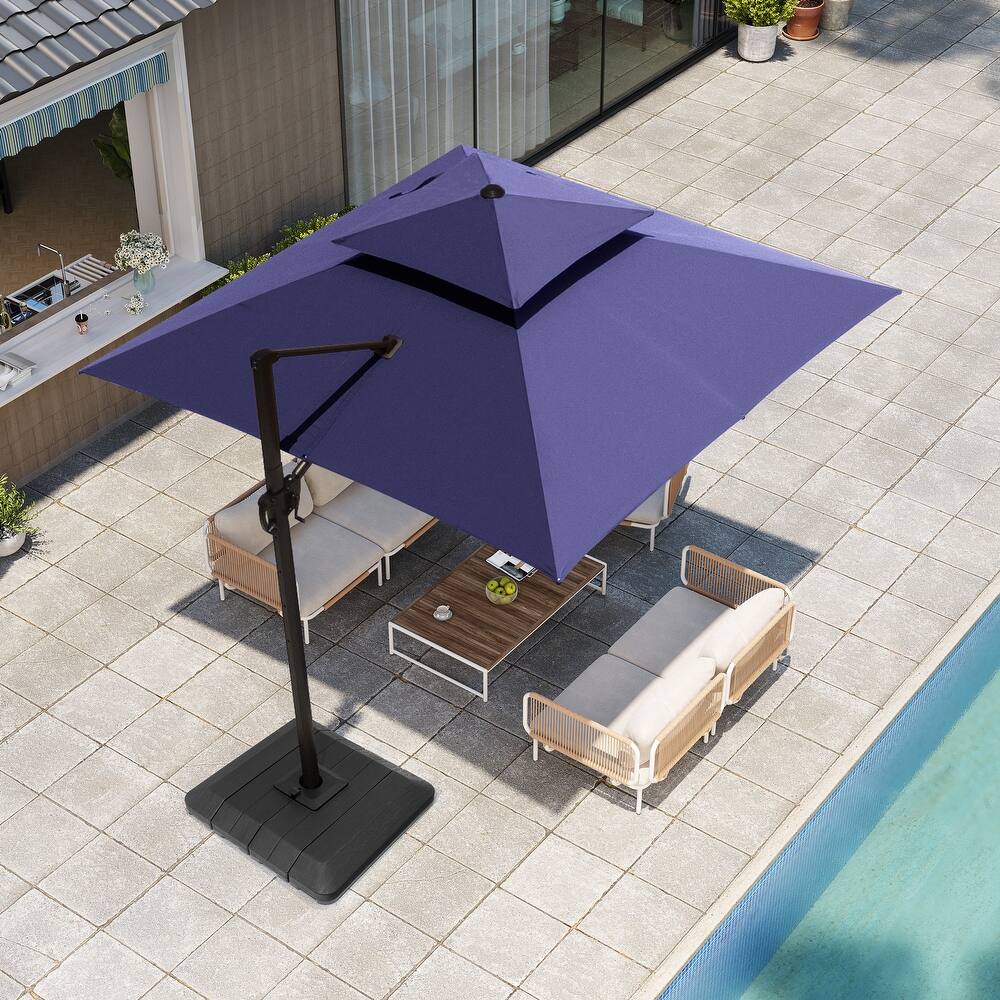 VredHom Outdoor Double Top Patio Cantilever Umbrella with Base