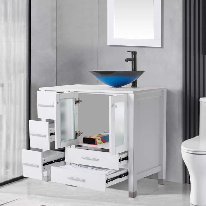 36" Bathroom Vanity with Sink Set Side Cabinet