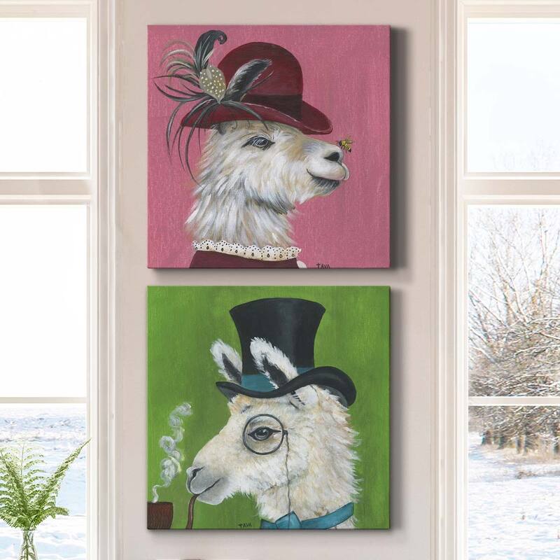 Llama and Bee-Premium Gallery Wrapped Canvas - Ready to Hang
