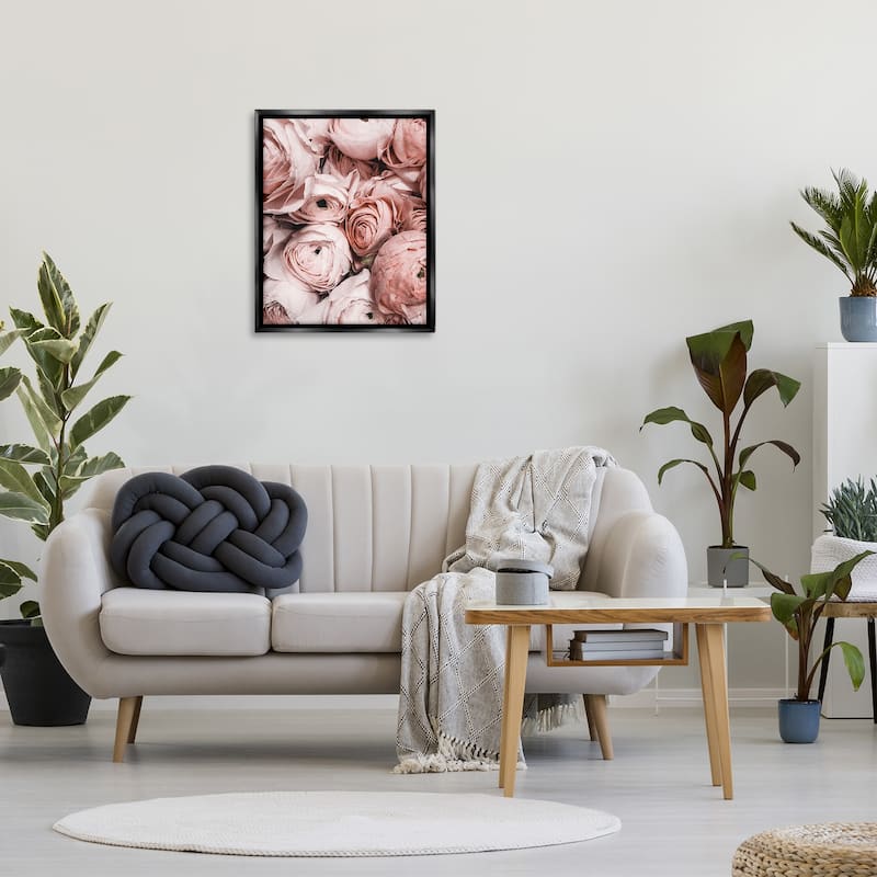 Stupell Pink Muted Peonies Framed Floater Canvas Wall Art Design by Incado