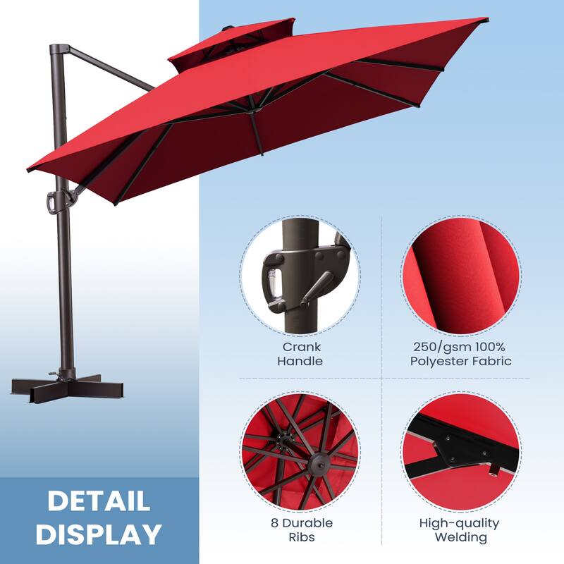 13 x 10ft Outdoor Patio Cantilever Offset Umbrella with Base