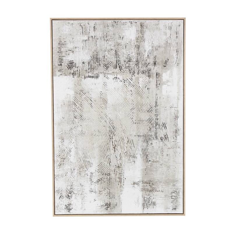 Gray Wooden Textured Abstract Framed Wall Art with Wooden Frame and Black Distressing