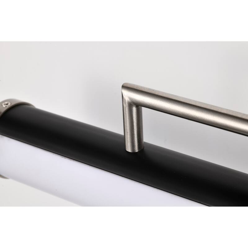Solano LED Medium Vanity Black and Brushed Nickel Finish White Acrylic Lens