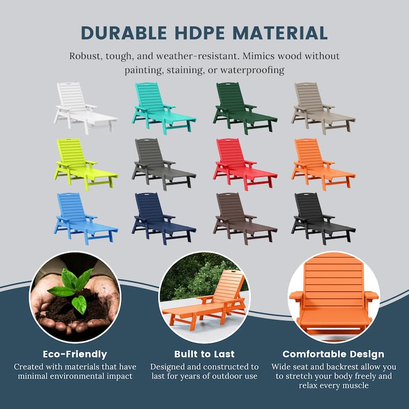 Laguna Hdpe All Weather Outdoor Patio Pool Reclining Chaise Lounge (Set Of 2)