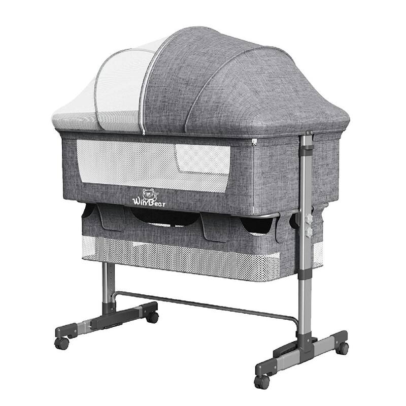 Adjustable Portable Bed for Infant/Baby/Newborn,with Mosquito Nets - Gray