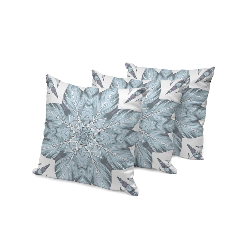 HomeRoots Set of Three 16" X 16" Blue and White Geometric Indoor Outdoor Throw Pillow - 16.00' X '16.00' X '5.00